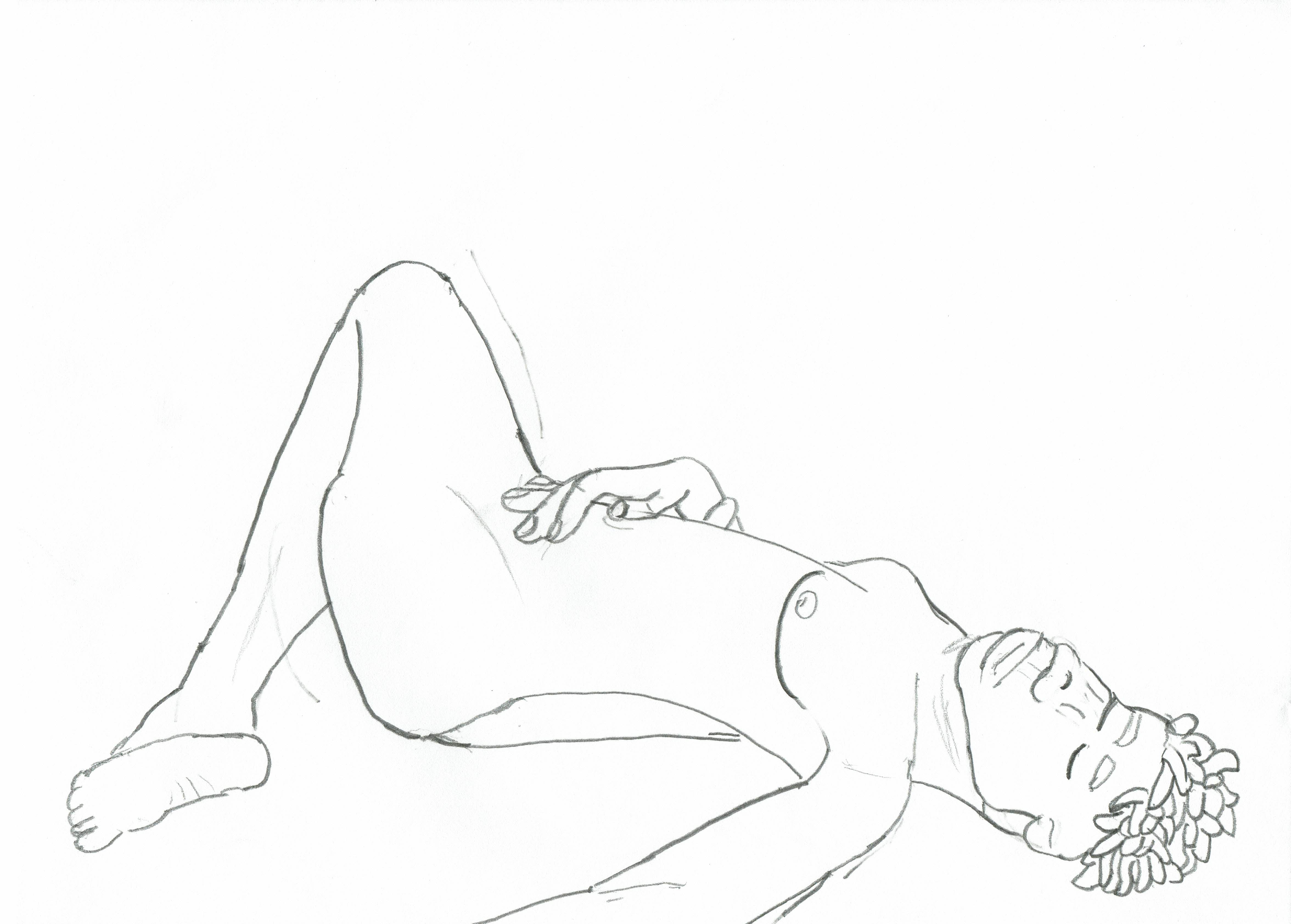 Sketch 4 in a series of studies from a nude anatomy study at a community art center